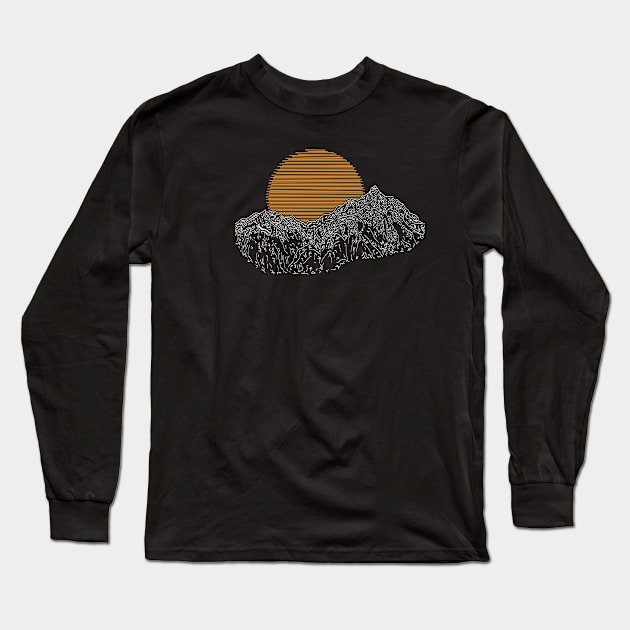 Mountains rising sun(white variant) Long Sleeve T-Shirt by gegogneto